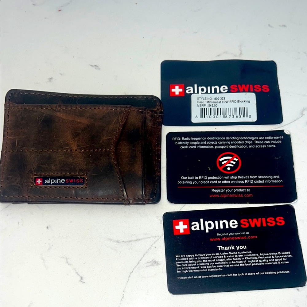 Alpine Swiss Brown Leather Wallet
